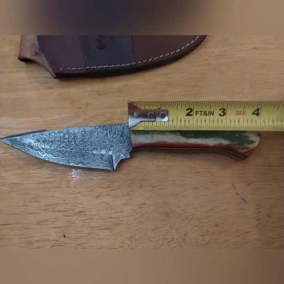 New Damascus steel blade men's hunting knife with sheath - Picture 8 of 8